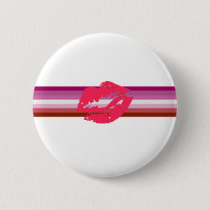 Badge Rond 5 Cm Drapeau de fierté lesbienne au rouge à lèvres