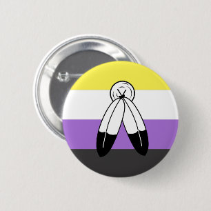 Badge Rond 5 Cm Drapeau de fierté non binaire à double esprit