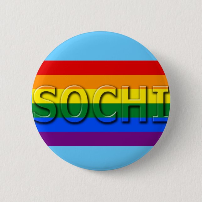 Badge Rond 5 Cm Drapeau de gay pride de SOTCHI (Devant)