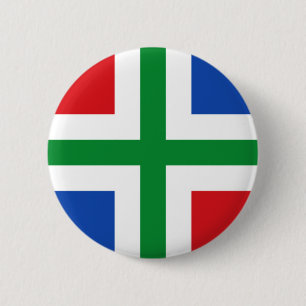 Badge Rond 5 Cm Drapeau de Groningue (province)