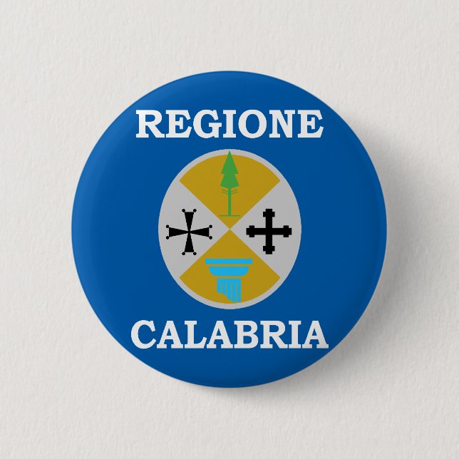 Badge Rond 5 Cm Drapeau de la Calabre, Italie (Devant)