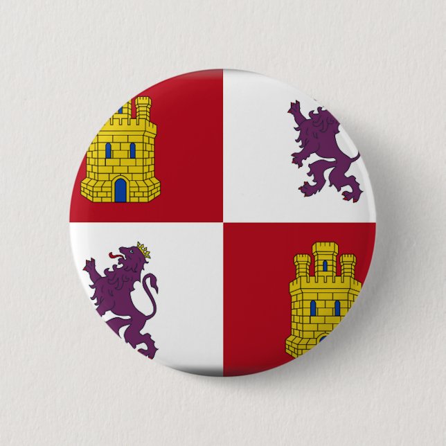 Badge Rond 5 Cm Drapeau de la Castille y Léon (Espagne) (Devant)