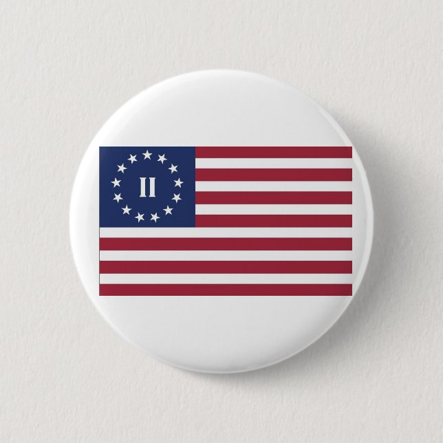 Badge Rond 5 Cm Drapeau de la deuxième révolution américaine (Devant)
