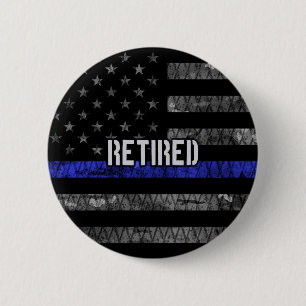 Badge Rond 5 Cm Drapeau de la police retraitée en détresse