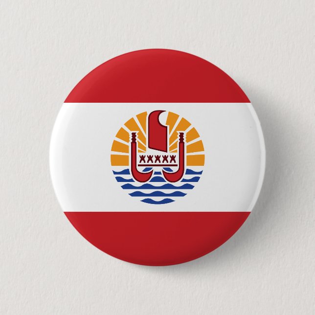 Badge Rond 5 Cm Drapeau de la Polynésie française (Devant)