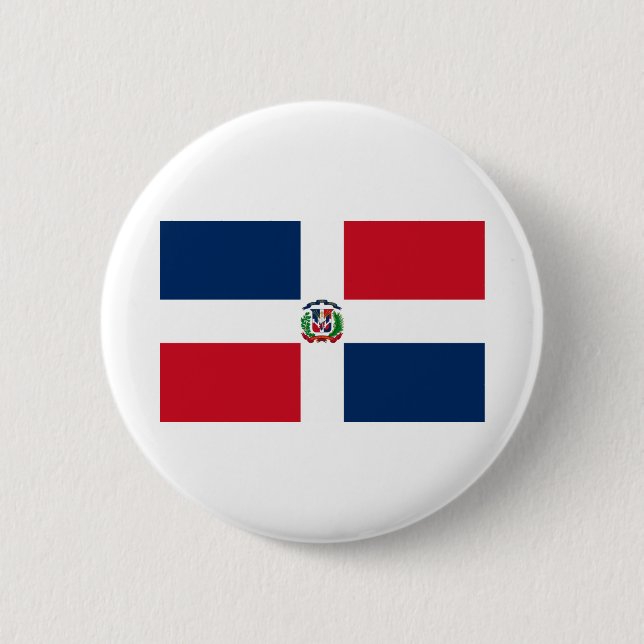 Badge Rond 5 Cm Drapeau de la République Dominicaine (Devant)