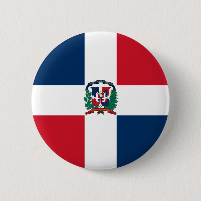 Badge Rond 5 Cm Drapeau de la République Dominicaine (Devant)