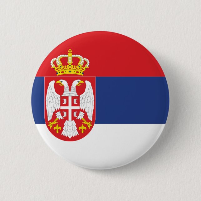 Badge Rond 5 Cm Drapeau de la Serbie (Devant)