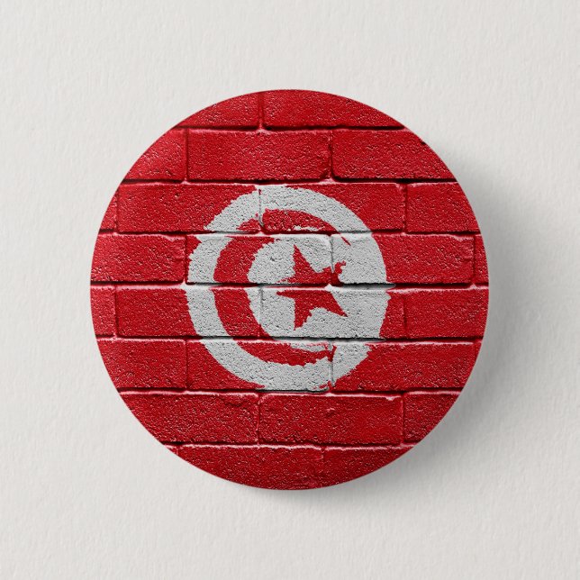 Badge Rond 5 Cm Drapeau de la Tunisie (Devant)