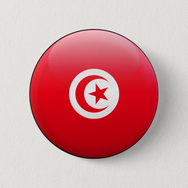 Badge Rond 5 Cm Drapeau de la Tunisie (Devant)