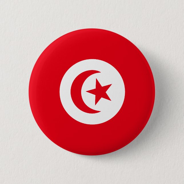 Badge Rond 5 Cm Drapeau de la Tunisie (Devant)