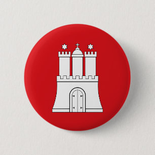 Badge Rond 5 Cm Drapeau de la ville de Hambourg Symbole Allemagne