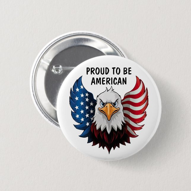 Badge Rond 5 Cm Drapeau de l'aigle américain (Devant & derrière)