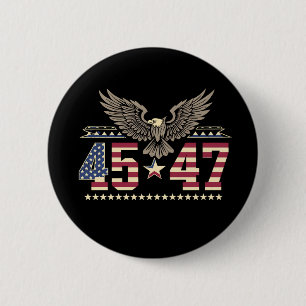Badge Rond 5 Cm Drapeau de l'aigle américain vintage Trump 45 47 É