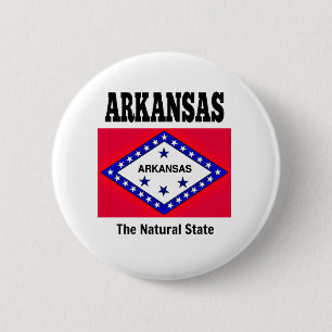 Badge Rond 5 Cm Drapeau de l'Arkansas et devise