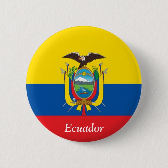Badge Rond 5 Cm Drapeau de l'Équateur (Devant)