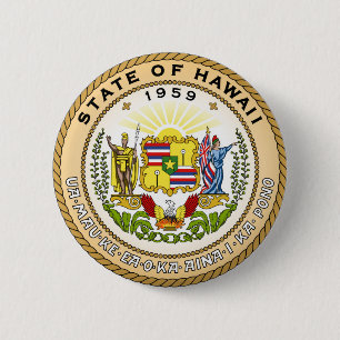 Badge Rond 5 Cm drapeau de l'État de Hawaii sceau de la républiq