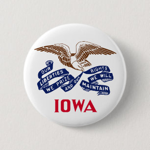 Badge Rond 5 Cm Drapeau de l'État de l'Iowa