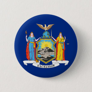 Badge Rond 5 Cm Drapeau de l'état de New-York