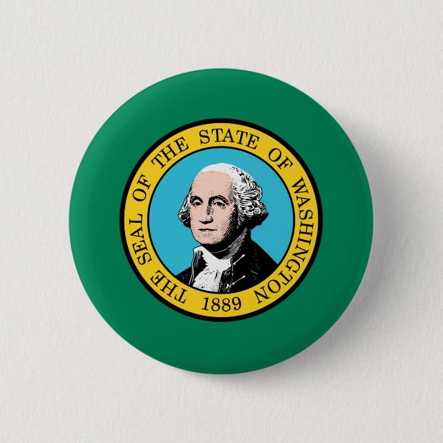 Badge Rond 5 Cm Drapeau de l'État de Washington (Devant)