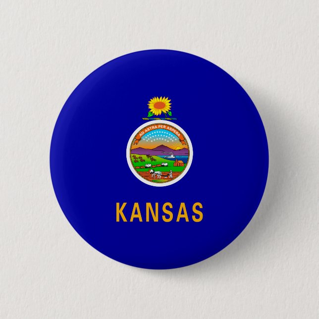 Badge Rond 5 Cm Drapeau de l'État du Kansas (Devant)