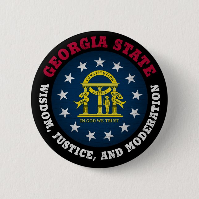 BADGE ROND 5 CM DRAPEAU DE L'ÉTAT GEORGIA PEACH (Devant)