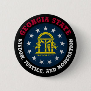 BADGE ROND 5 CM DRAPEAU DE L'ÉTAT GEORGIA PEACH