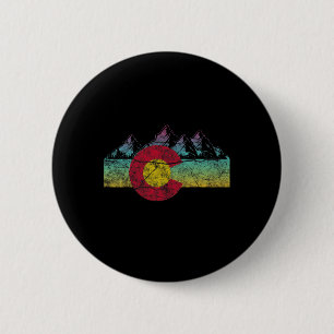 Badge Rond 5 Cm Drapeau de l'État Rétro Colorado Montagnes Rocheus