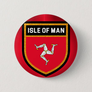 Badge Rond 5 Cm Drapeau de l'île de Man
