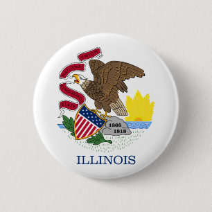 Badge Rond 5 Cm Drapeau de l'Illinois