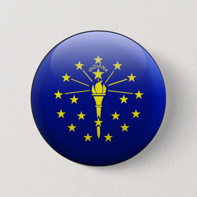 Badge Rond 5 Cm Drapeau de l'Indiana (Devant)