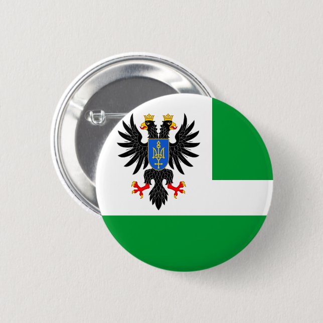 Badge Rond 5 Cm Drapeau de l'oblast de Tchernihiv (Devant & derrière)