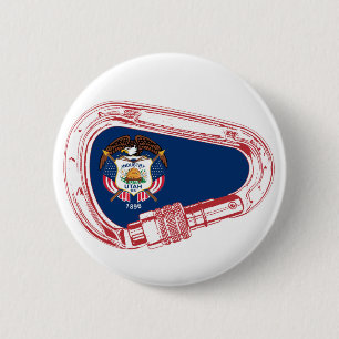 Badge Rond 5 Cm Drapeau de l'Utah montant Carabiner