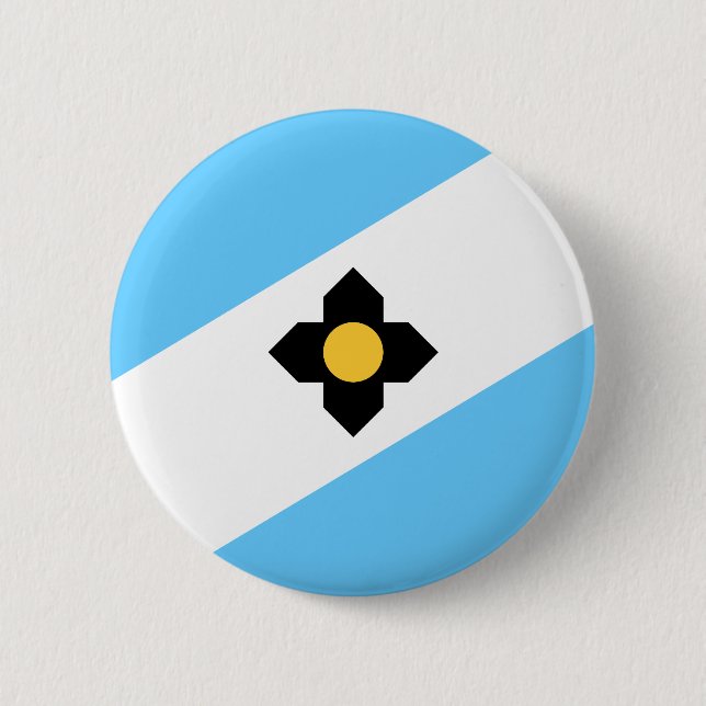 Badge Rond 5 Cm Drapeau de Madison, Bouton Pinback du Wisconsin (Devant)