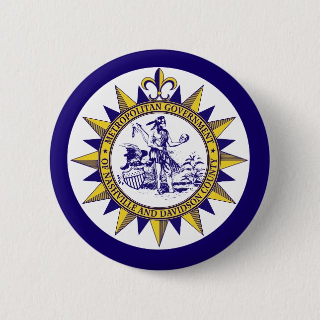 Badge Rond 5 Cm Drapeau de Nashville, Tennessee (Devant)