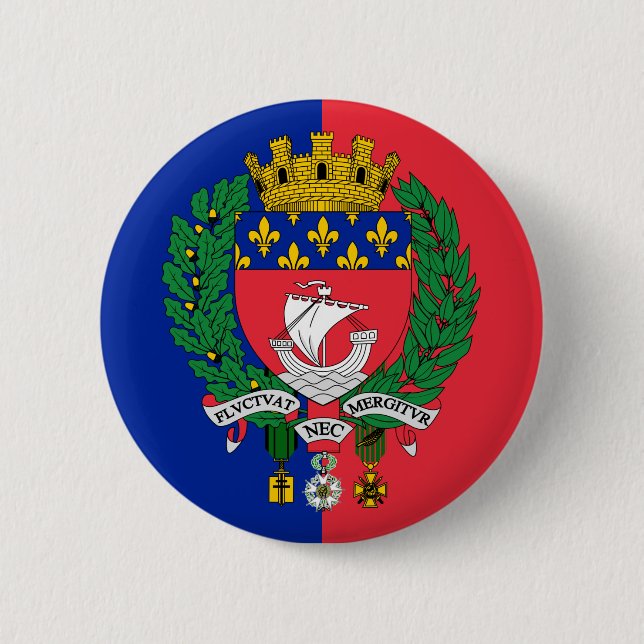 Badge Rond 5 Cm Drapeau de Paris, France (Devant)