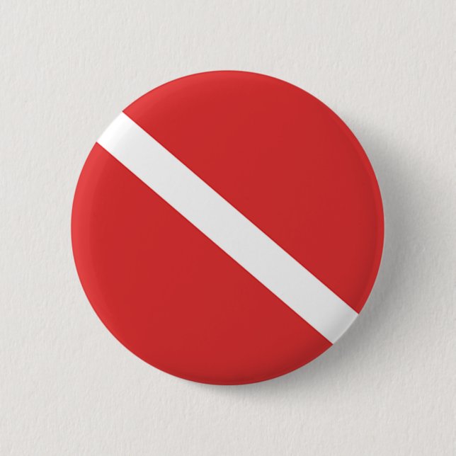 Badge Rond 5 Cm Drapeau de plongée - Emblème de plongée Rouge Blan (Devant)