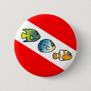 Badge Rond 5 Cm Drapeau de plongée mignon Scubadorable