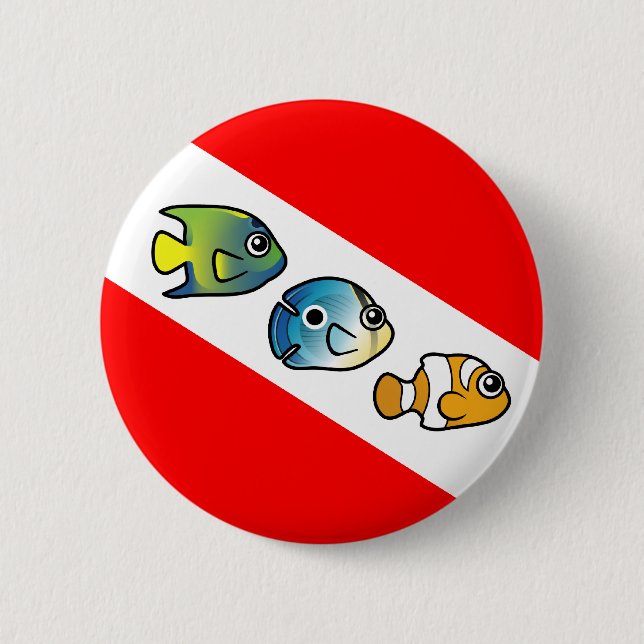 Badge Rond 5 Cm Drapeau de plongée mignon Scubadorable (Devant)