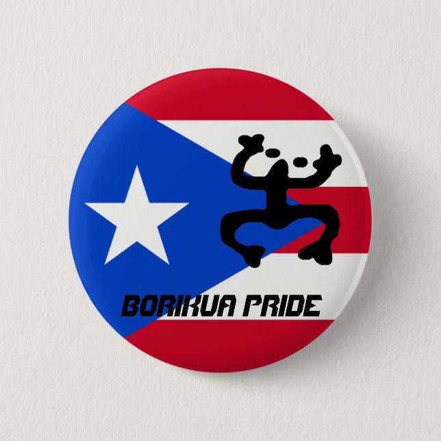 Badge Rond 5 Cm Drapeau de Porto Rico et bouton de Coqui (Devant)