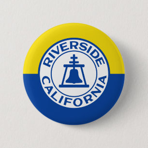 Badge Rond 5 Cm Drapeau de Riverside, Californie