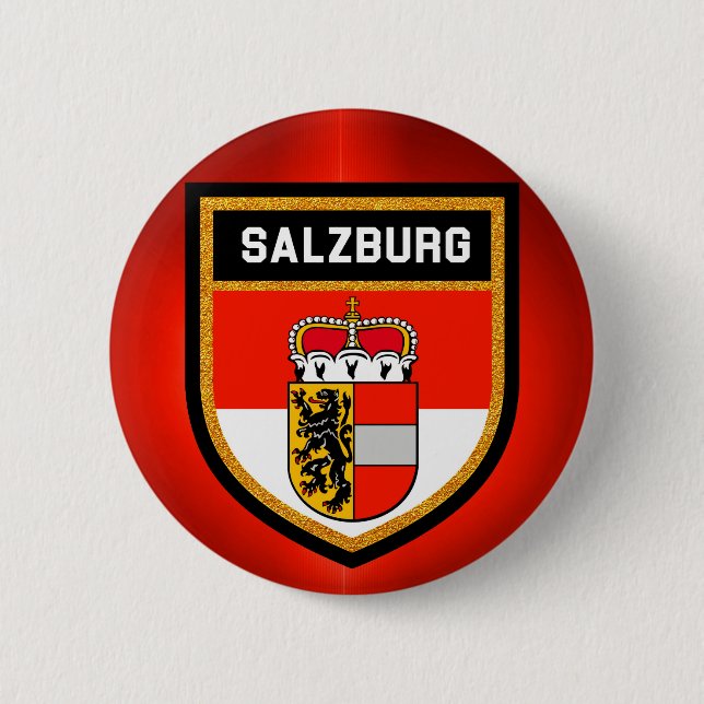 Badge Rond 5 Cm Drapeau de Salzbourg (Devant)