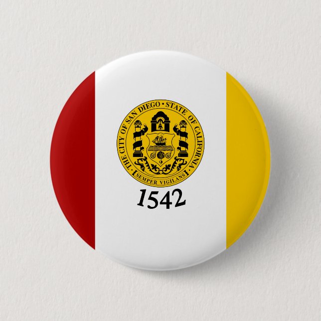Badge Rond 5 Cm Drapeau de San Diego, Californie (Devant)