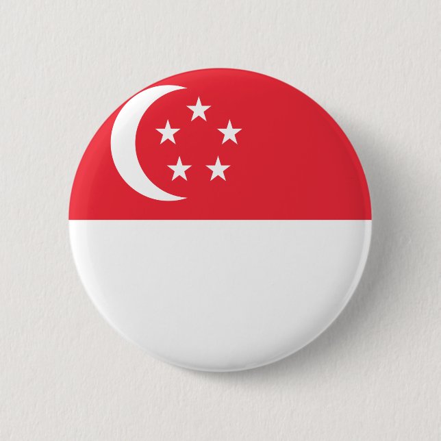Badge Rond 5 Cm Drapeau de Singapour (Devant)