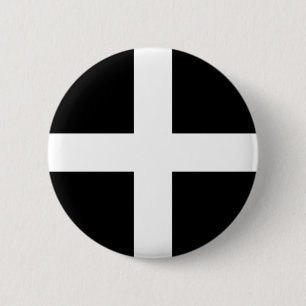 Badge Rond 5 Cm Drapeau de St Piran/drapeau des Cornouailles
