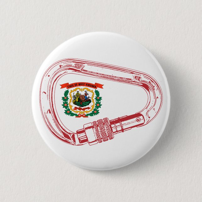 Badge Rond 5 Cm Drapeau de Virginie-Occidentale Escalade carabiner (Devant)
