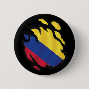 Badge Rond 5 Cm Drapeau déchiré de Colombie