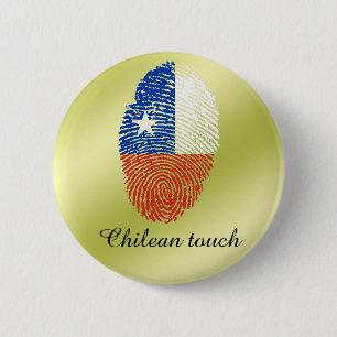 Badge Rond 5 Cm Drapeau d'empreintes digitales chilien