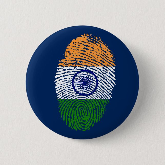 Badge Rond 5 Cm Drapeau d'empreintes digitales indien (Devant)