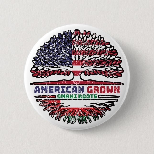 Badge Rond 5 Cm Drapeau des racines d'arbres omanais américains (Devant)